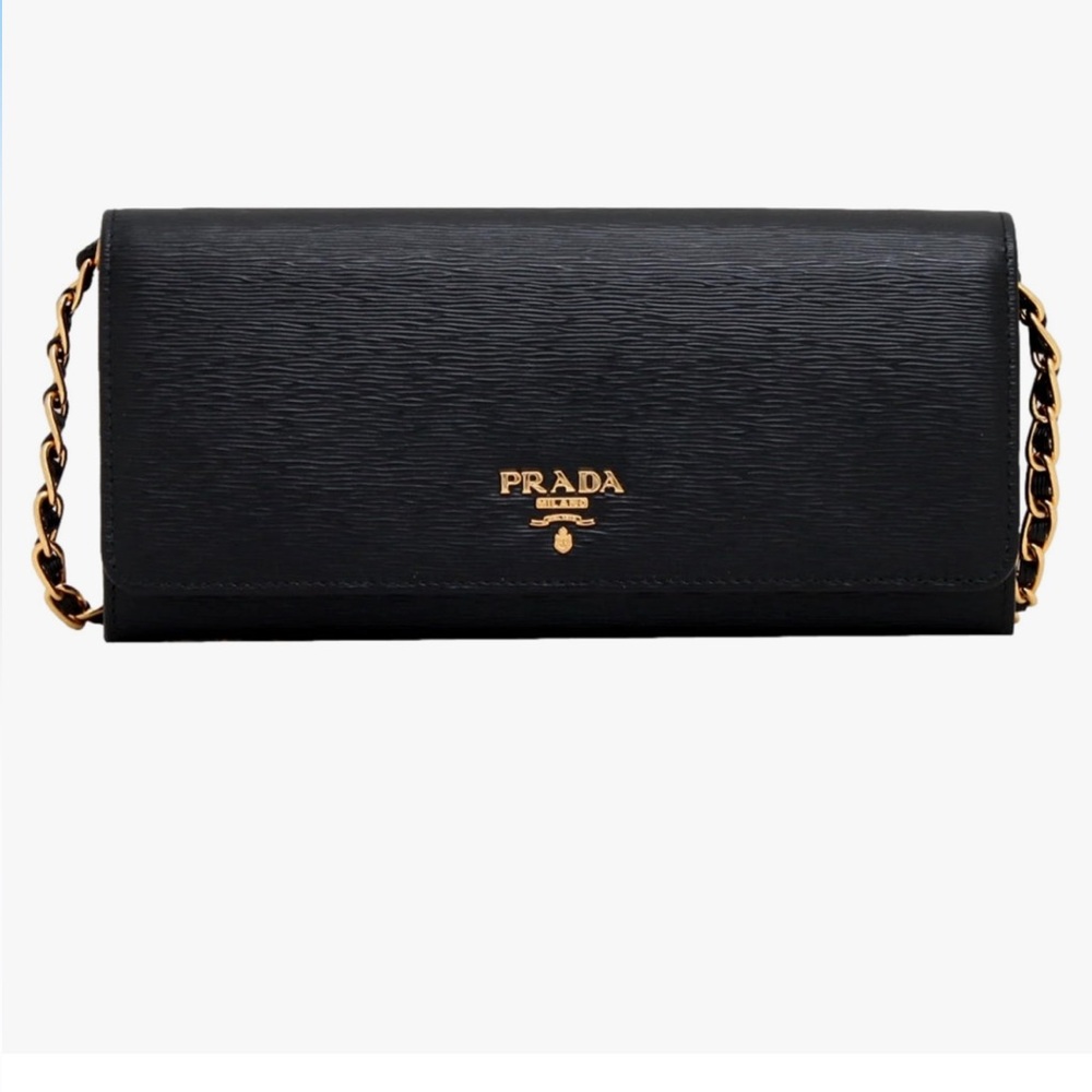 Prada Black saffino Leather Chain Bag